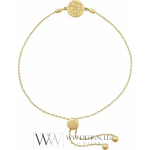0.0075 CT Natural Diamond Rose Cable Bolo Adjustable 9.5" Bracelet - 14k (Y, W or R) Gold, Sterling Silver