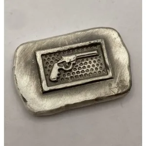 1 ozt MK BarZ Revolver Stamped Bar Hand Poured .999 FS