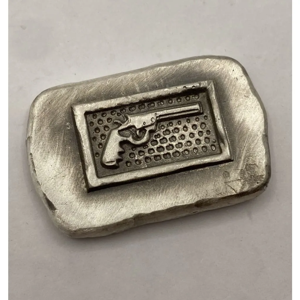 1 ozt MK BarZ Revolver Stamped Bar Hand Poured .999 FS