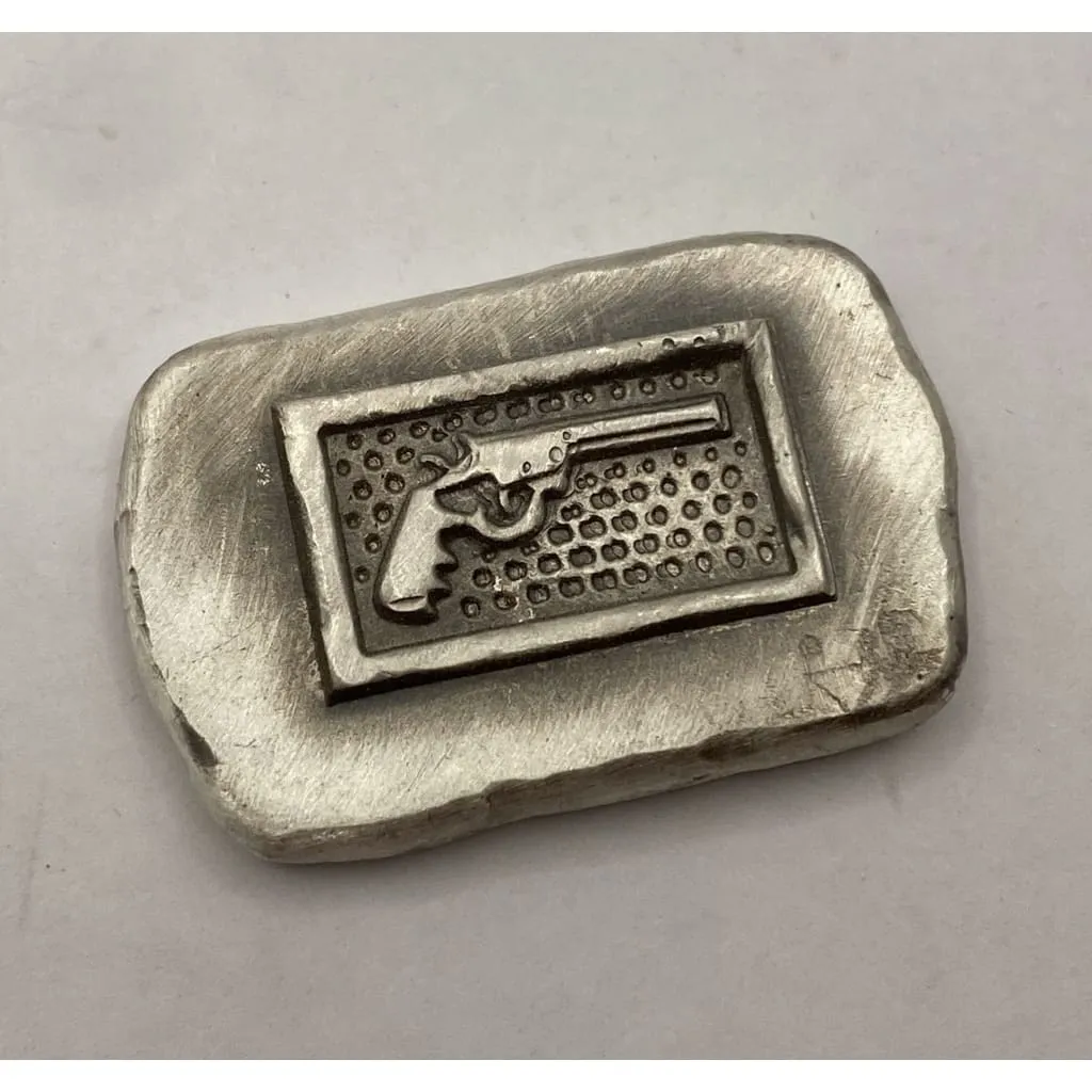 1 ozt MK BarZ Revolver Stamped Bar Hand Poured .999 FS