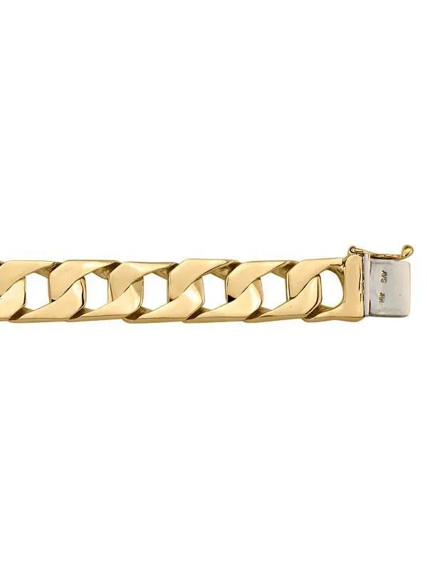 10, 14 Karat Yellow Gold Square Link Curb 11.0 mm Bracelet