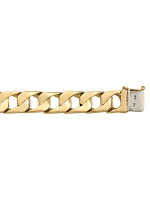 10, 14 Karat Yellow Gold Square Link Curb 11.0 mm Bracelet