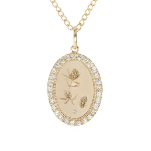 10K Gold Medium Pave Diamond "Protea" Pendant