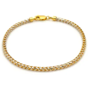10k Solid Diamond Cut Two-tone Franco Link Bracelet 3mm