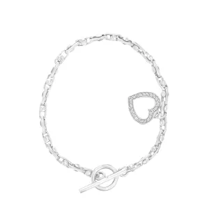 1/2 Ct. Diamond Heart Charm Bracelet 14k White Gold