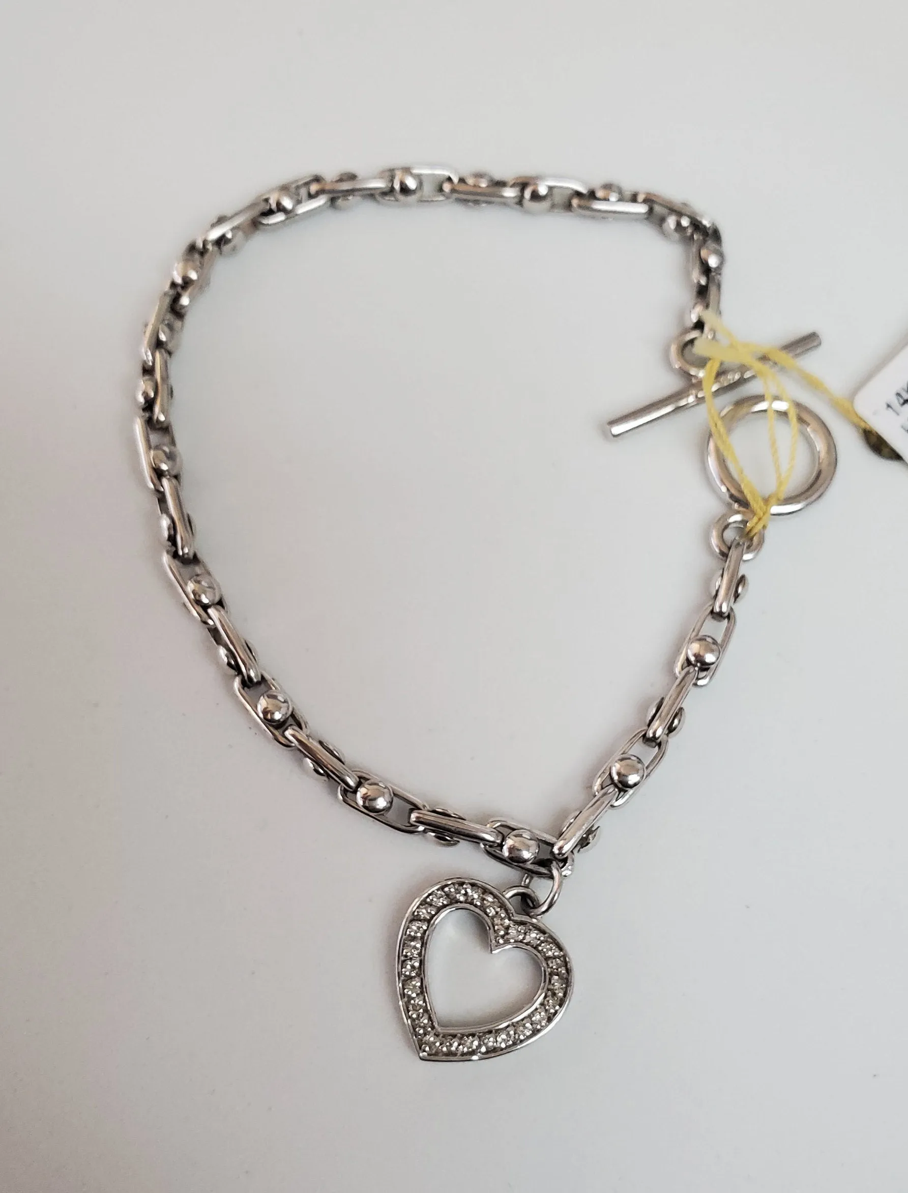 1/2 Ct. Diamond Heart Charm Bracelet 14k White Gold