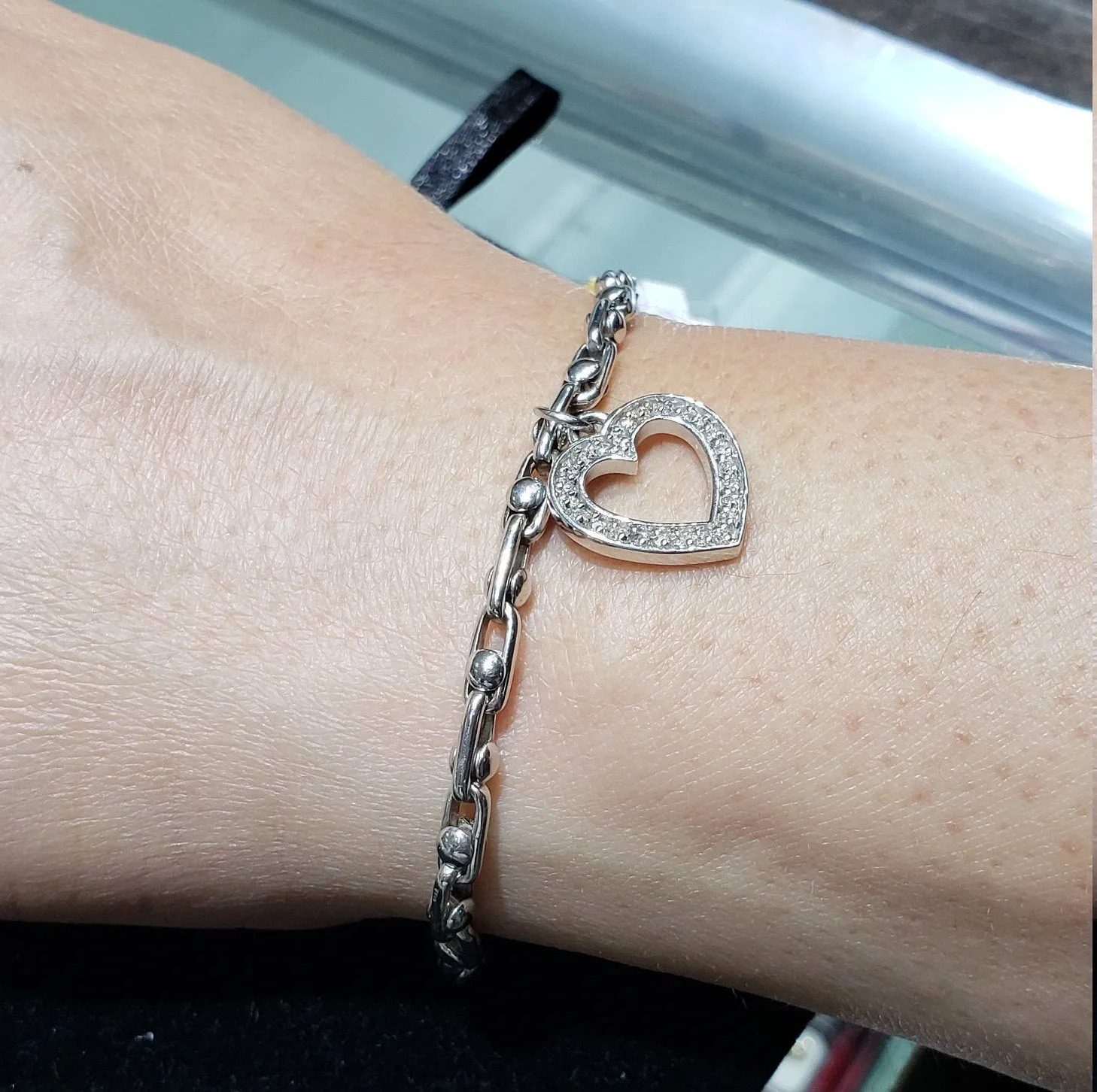 1/2 Ct. Diamond Heart Charm Bracelet 14k White Gold