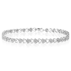 1/4 cttw Lab Grown Diamond Heart Tennis Bracelet in Sterling Silver