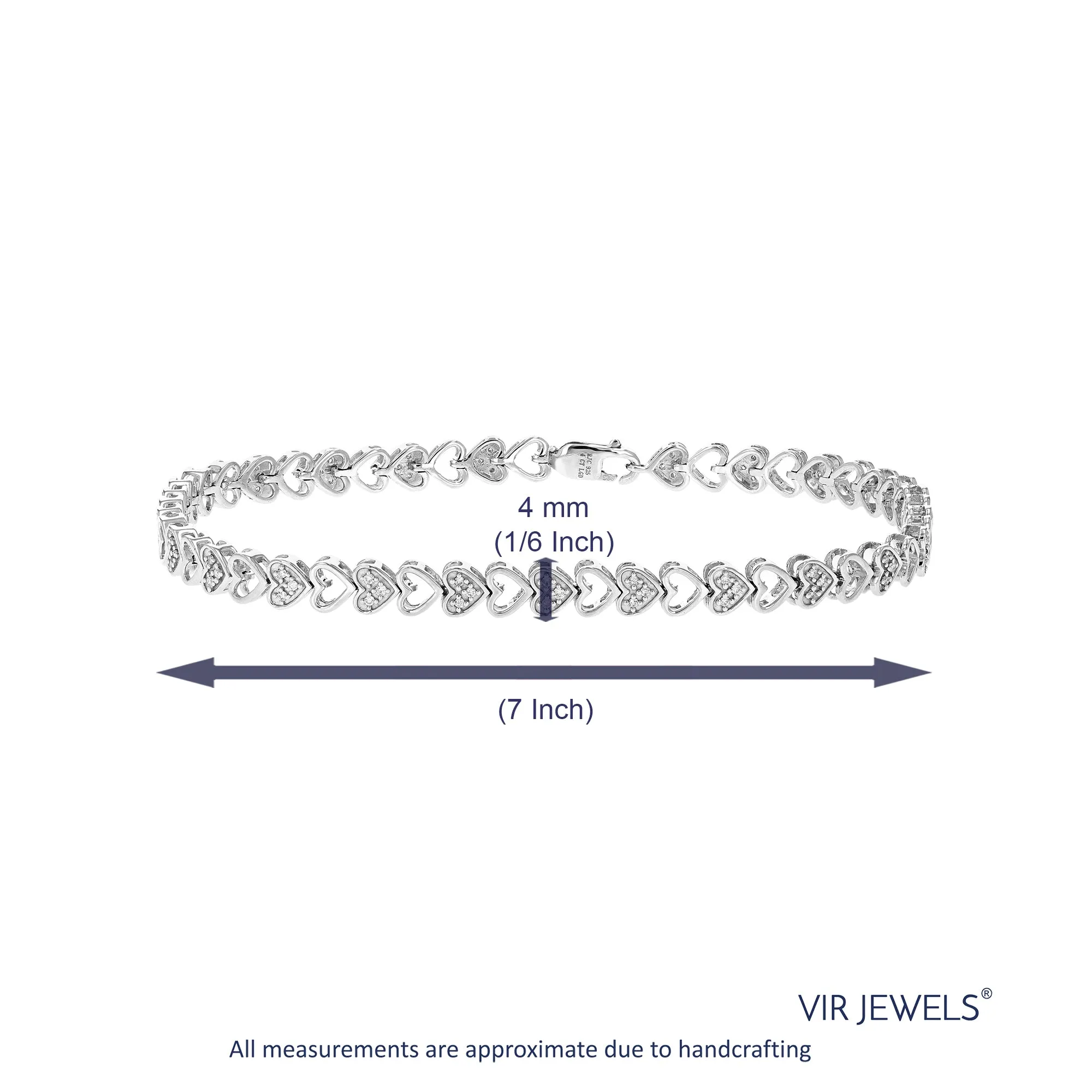 1/4 cttw Lab Grown Diamond Heart Tennis Bracelet in Sterling Silver