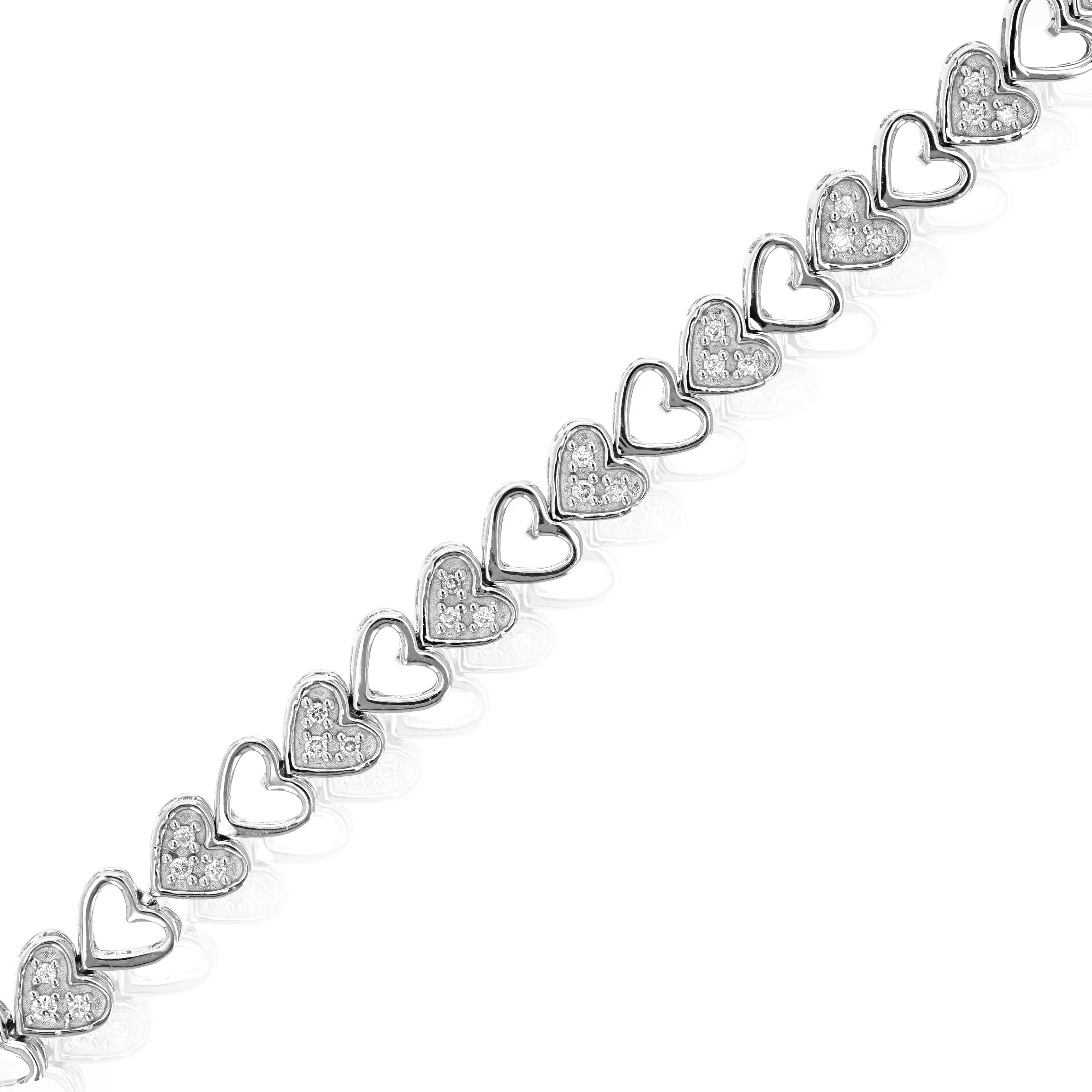 1/4 cttw Lab Grown Diamond Heart Tennis Bracelet in Sterling Silver