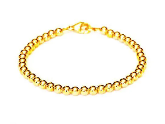 14k Gold Bead Bracelet - 6mm - Men and Women's Bracelet