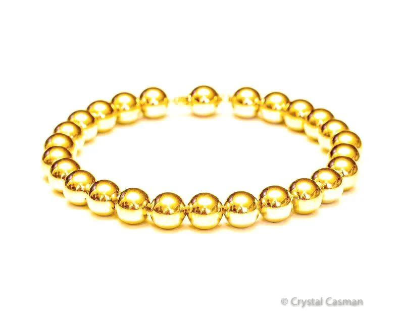 14k Gold Bead Bracelet - 8mm - Men and Women's Bracelet.