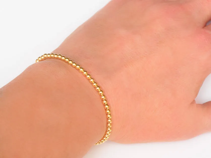 14k Gold Bead Bracelet - Women and Men’s Bracelet - 3mm