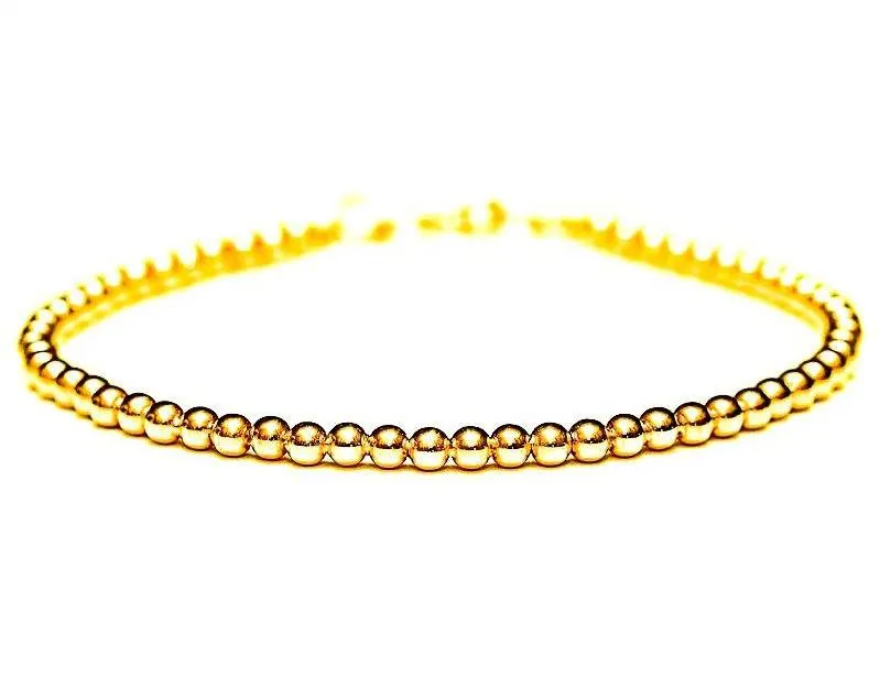 14k Gold Bead Bracelet - Women and Men’s Bracelet - 3mm