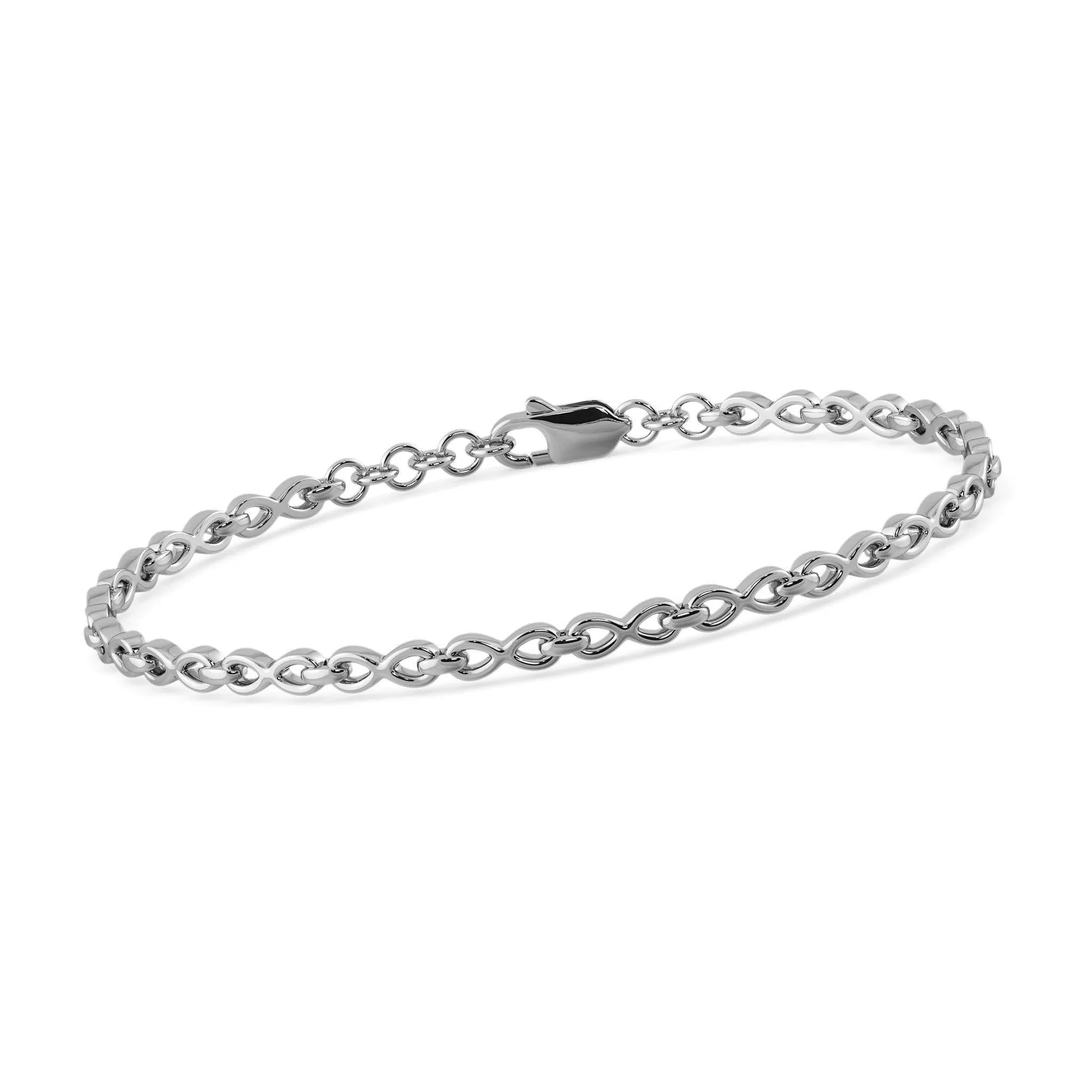 14K Gold Bracelet Eternity 14k Solid White Gold Handmade, Eternity Bracelet, Handmade Bracelet, Gold Bracelet