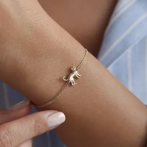 14k Gold Cat Bracelet