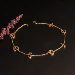14K Gold Chain Charms Letter Personalized Bracelet