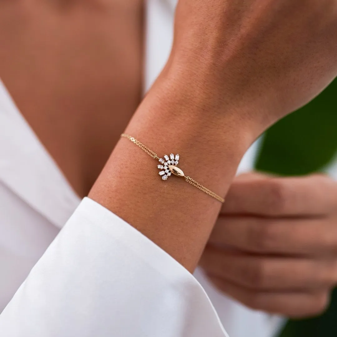 14k Gold Double Baguette Bracelet
