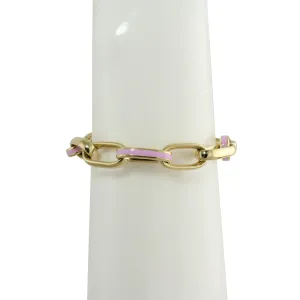 14K GOLD ENAMEL OVAL LINK BRACELET