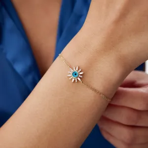 14k Gold Eyed Sun Bracelet