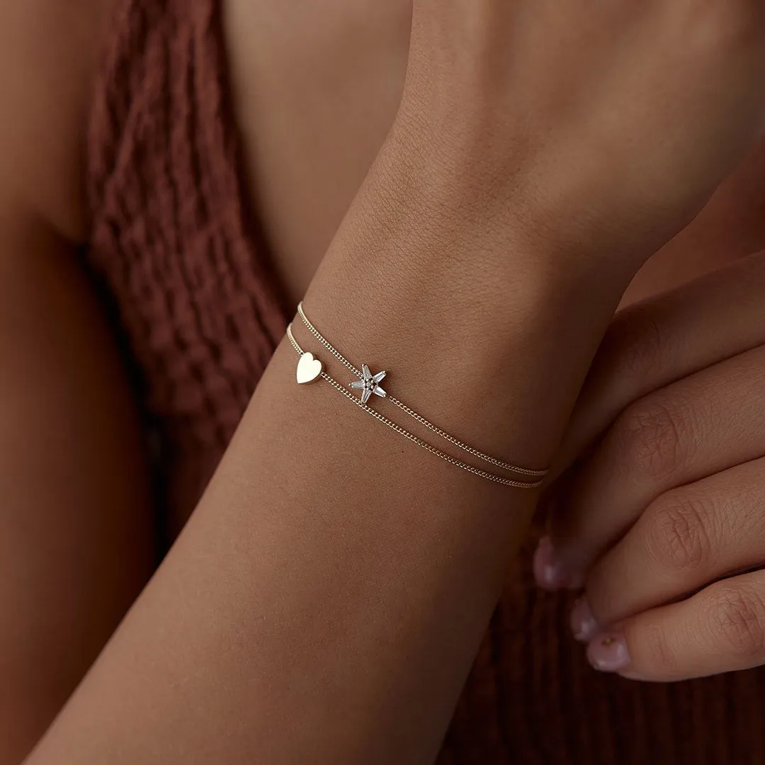14k Gold Fancy Heart Double Bracelet