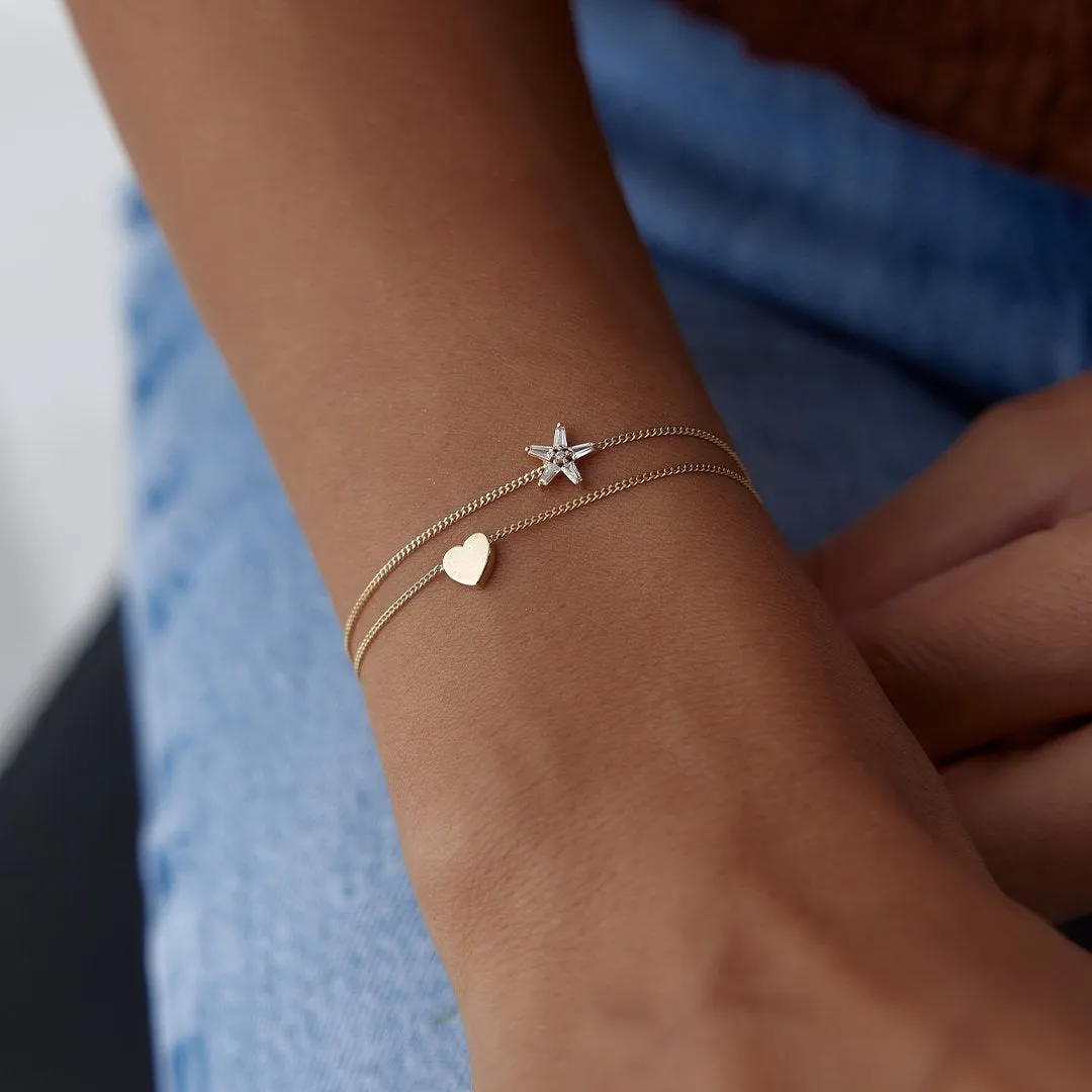 14k Gold Fancy Heart Double Bracelet