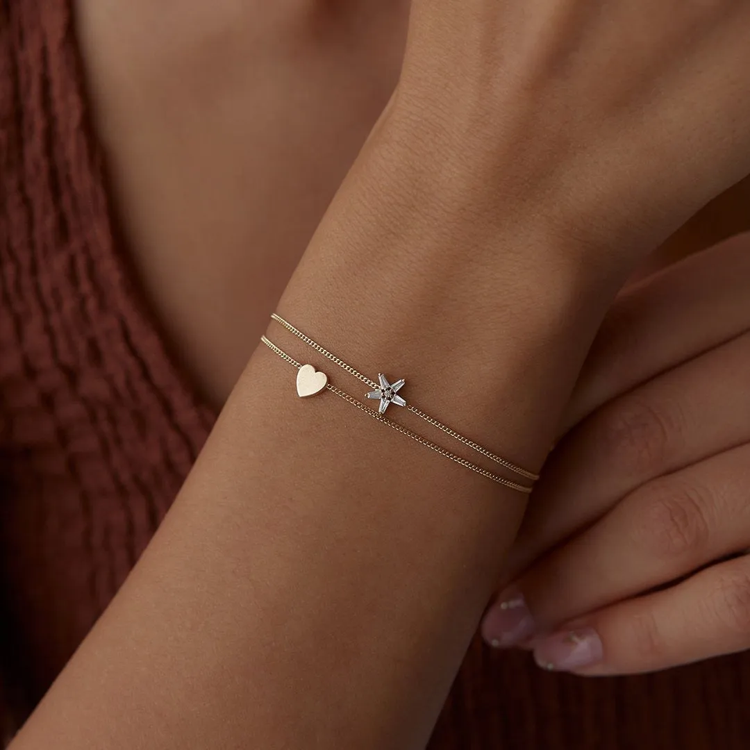 14k Gold Fancy Heart Double Bracelet