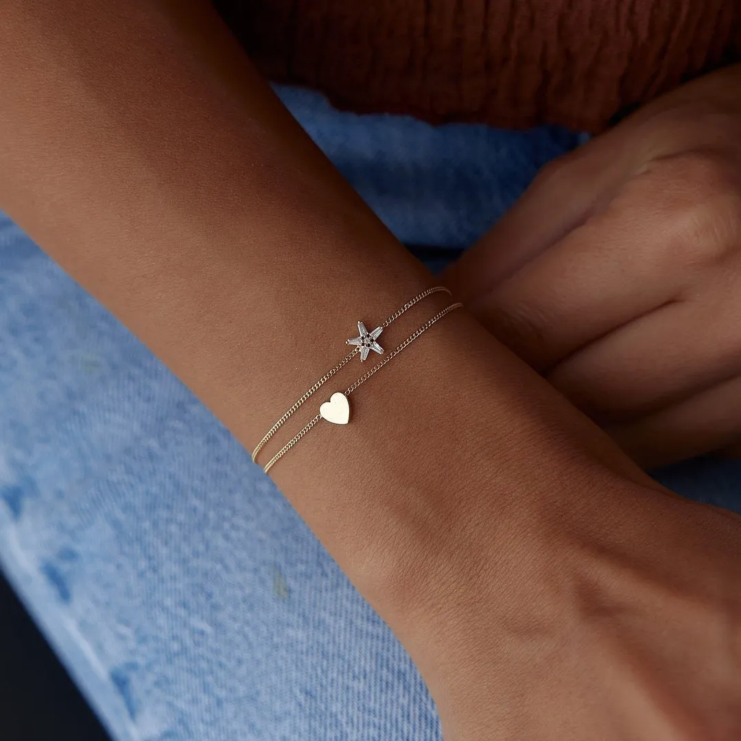 14k Gold Fancy Heart Double Bracelet