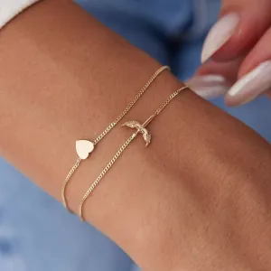14k Gold Heart Michael Double Bracelet