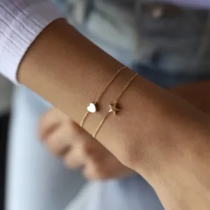 14k Gold Heart Star Bracelet