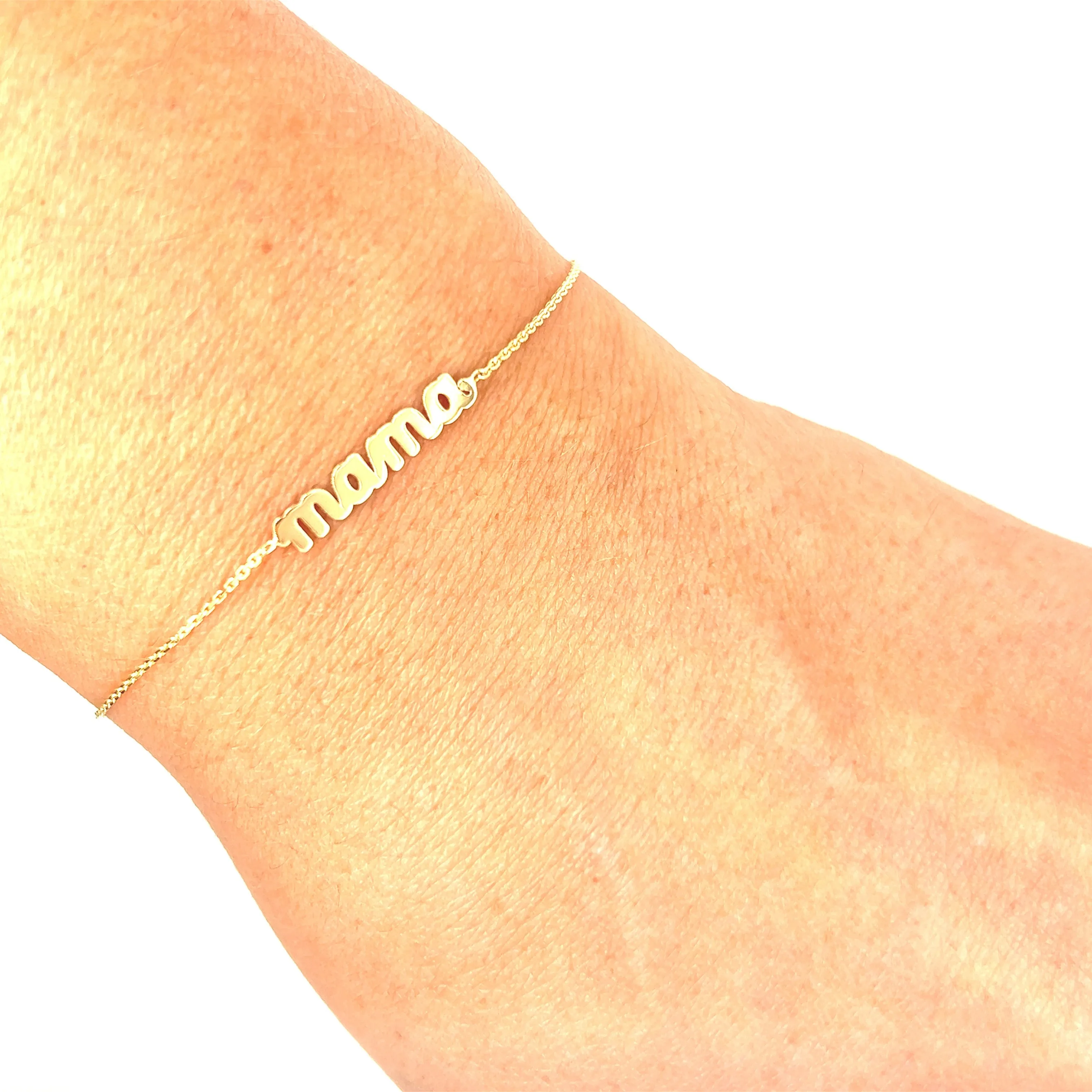 14K Gold Mama Name Plate Bracelet