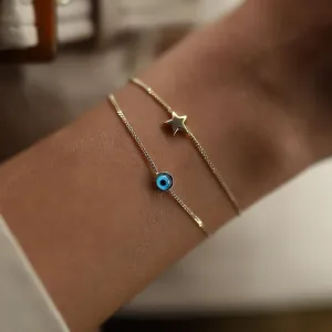 14k Gold Mini Star Eye Bracelet