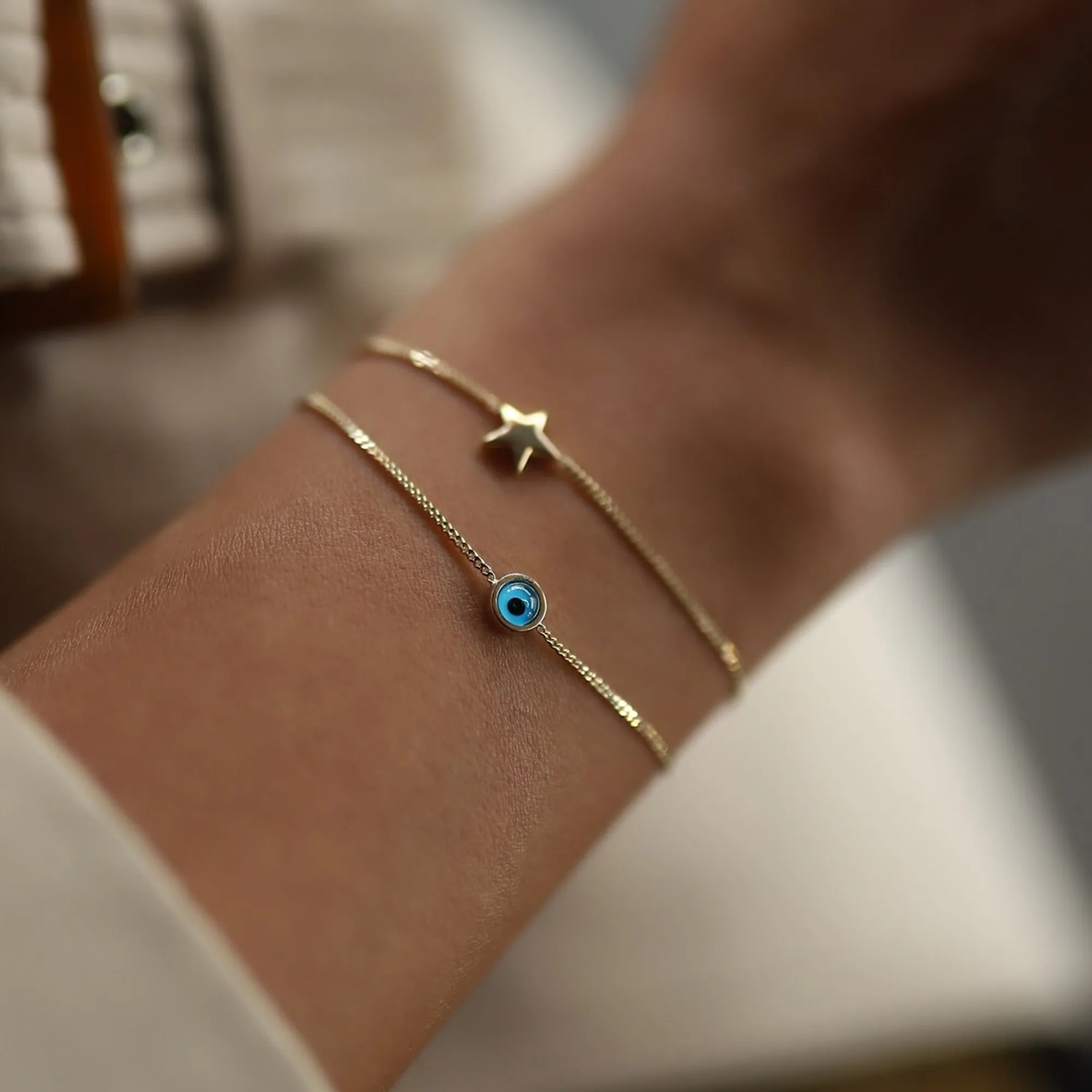 14k Gold Mini Star Eye Bracelet