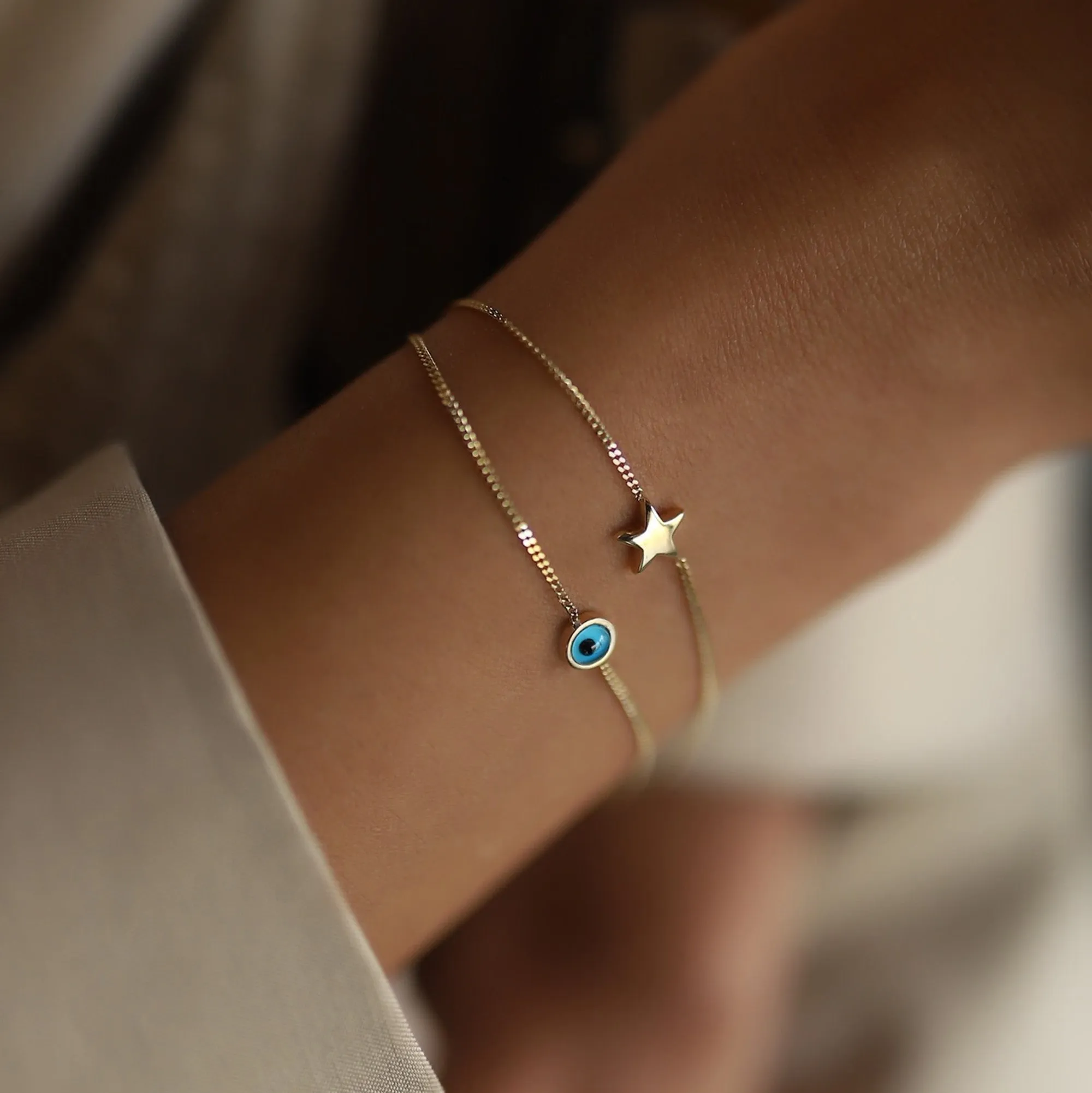 14k Gold Mini Star Eye Bracelet