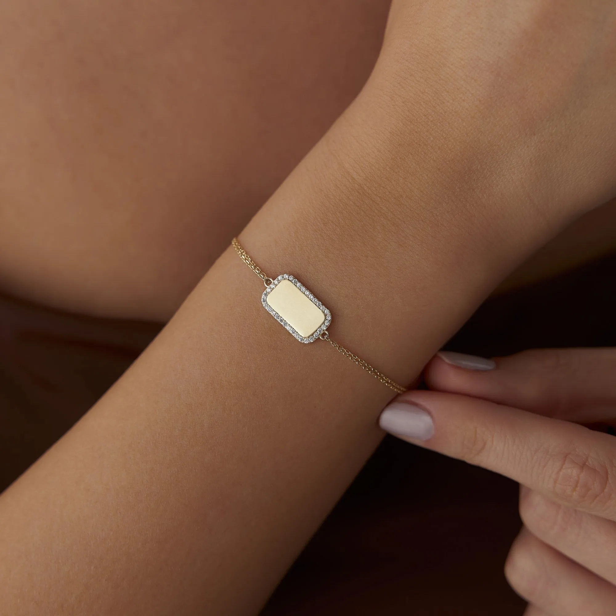14k Gold Rectangular Plate Bracelet