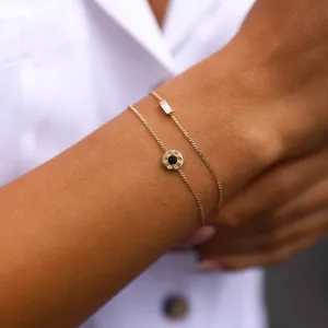 14k Gold Screw Baguette Double Bracelet