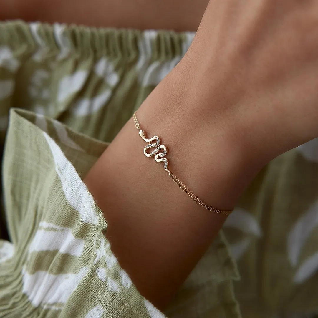 14k Gold Snake Bracelet