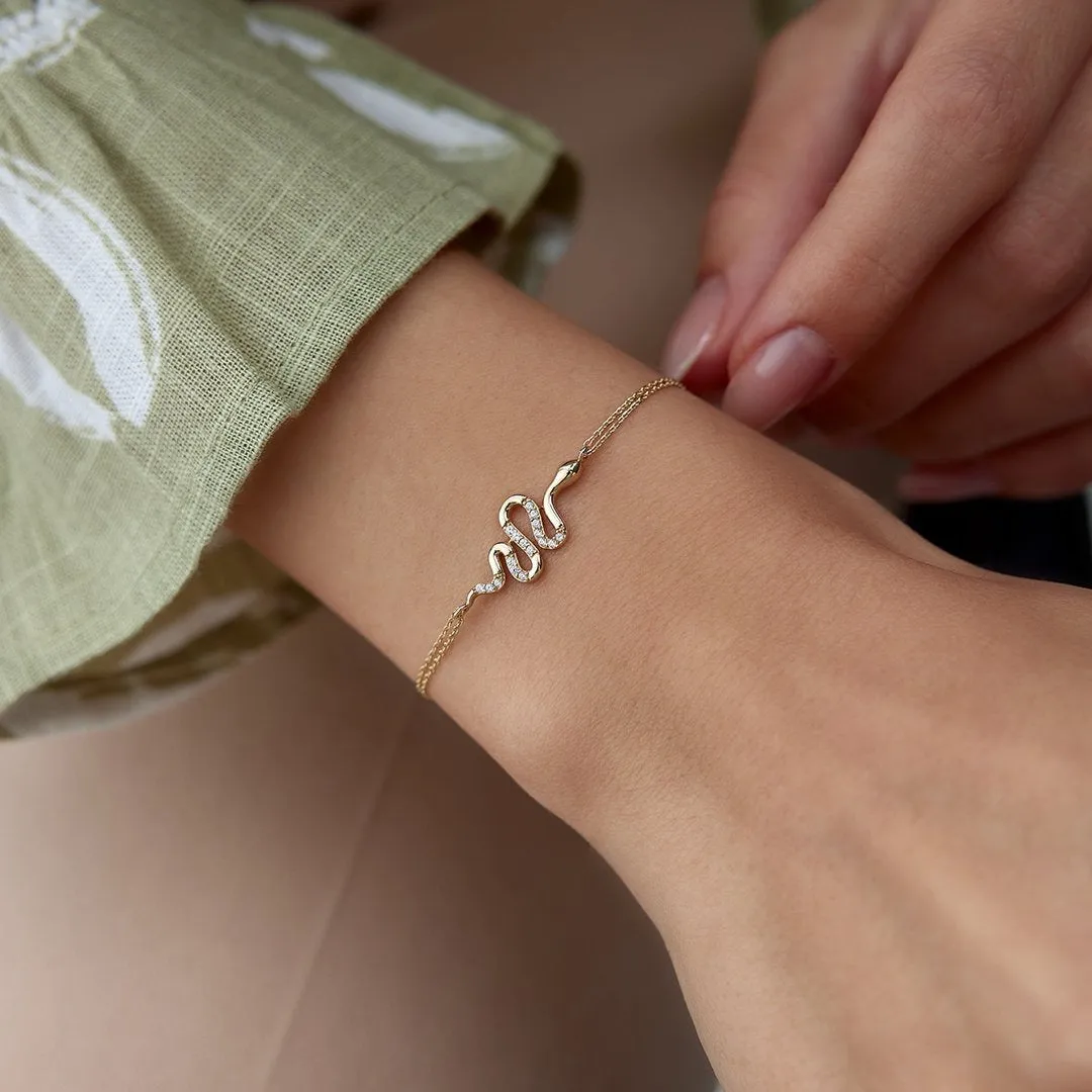 14k Gold Snake Bracelet