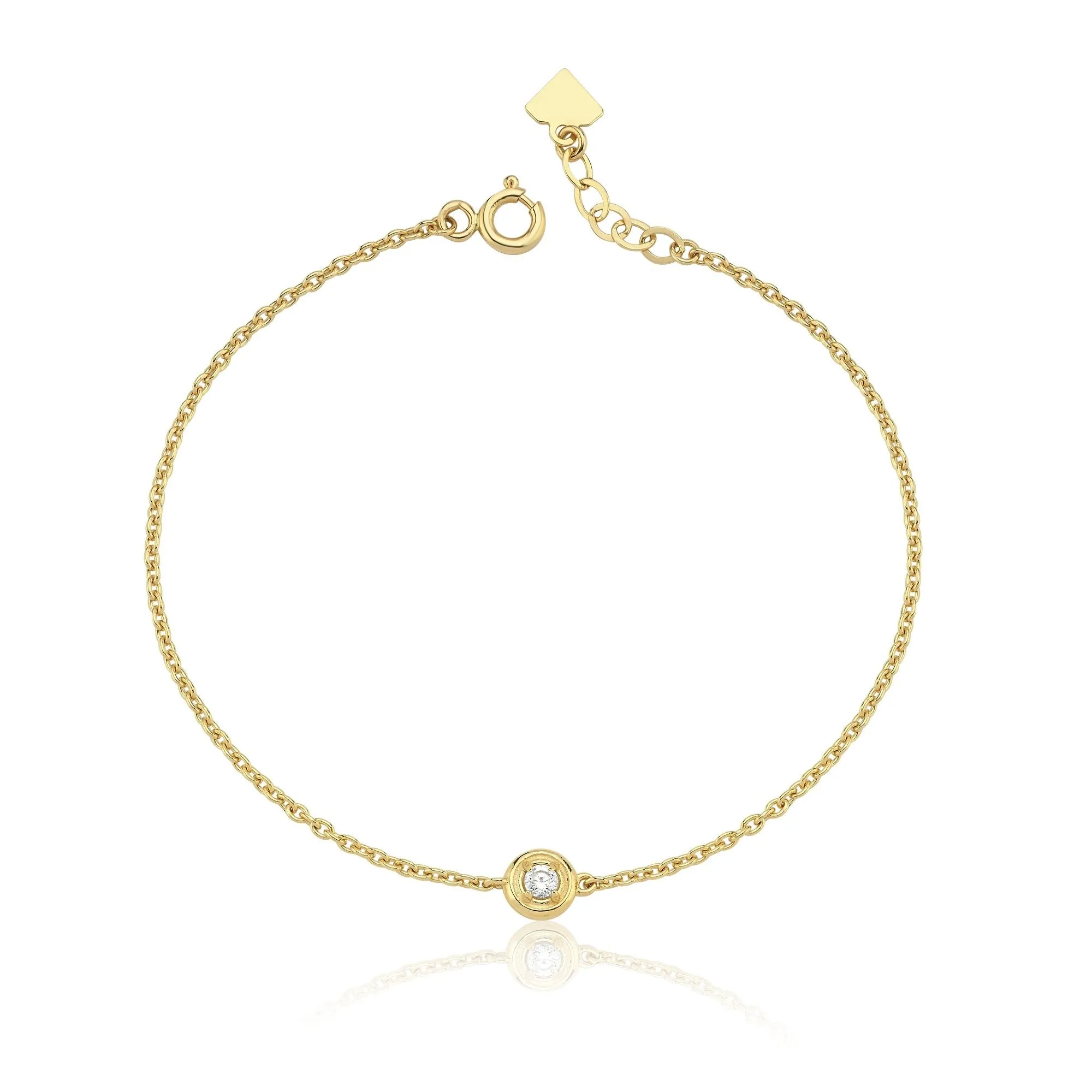 14k Gold Solitaire Diamond Charm Tip Bracelet