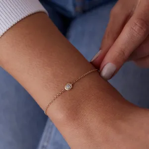 14k Gold Solitaire Diamond Charm Tip Bracelet
