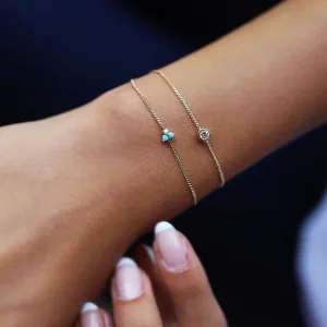 14k Gold Üçtaş and Solitaire Double Bracelet