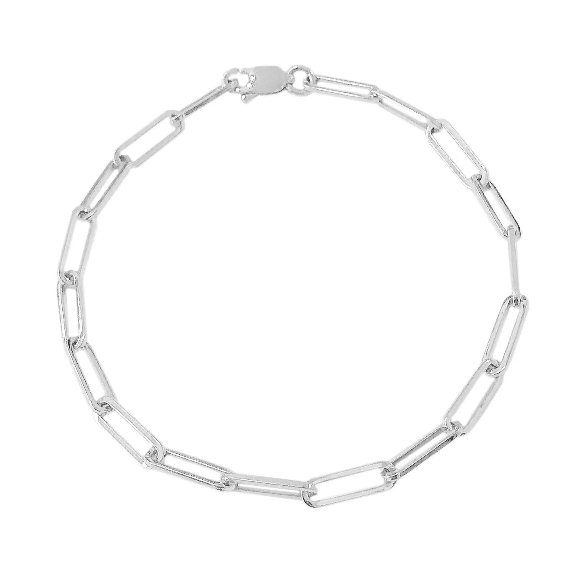 14K Gold Thin Elongated Oval Link Paperclip Bracelet, Large Size Links