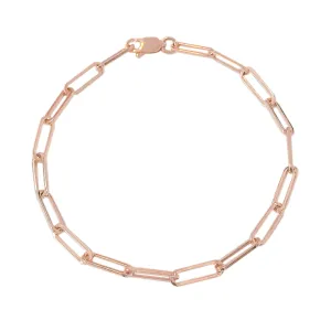 14K Gold Thin Elongated Oval Link Paperclip Bracelet, Large Size Links