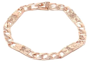 14k Rose Gold Cuban Link Chain Nugget Bracelet 7.5" 6.5mm