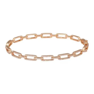 14K Rose Gold Diamond Fancy Link Bangle