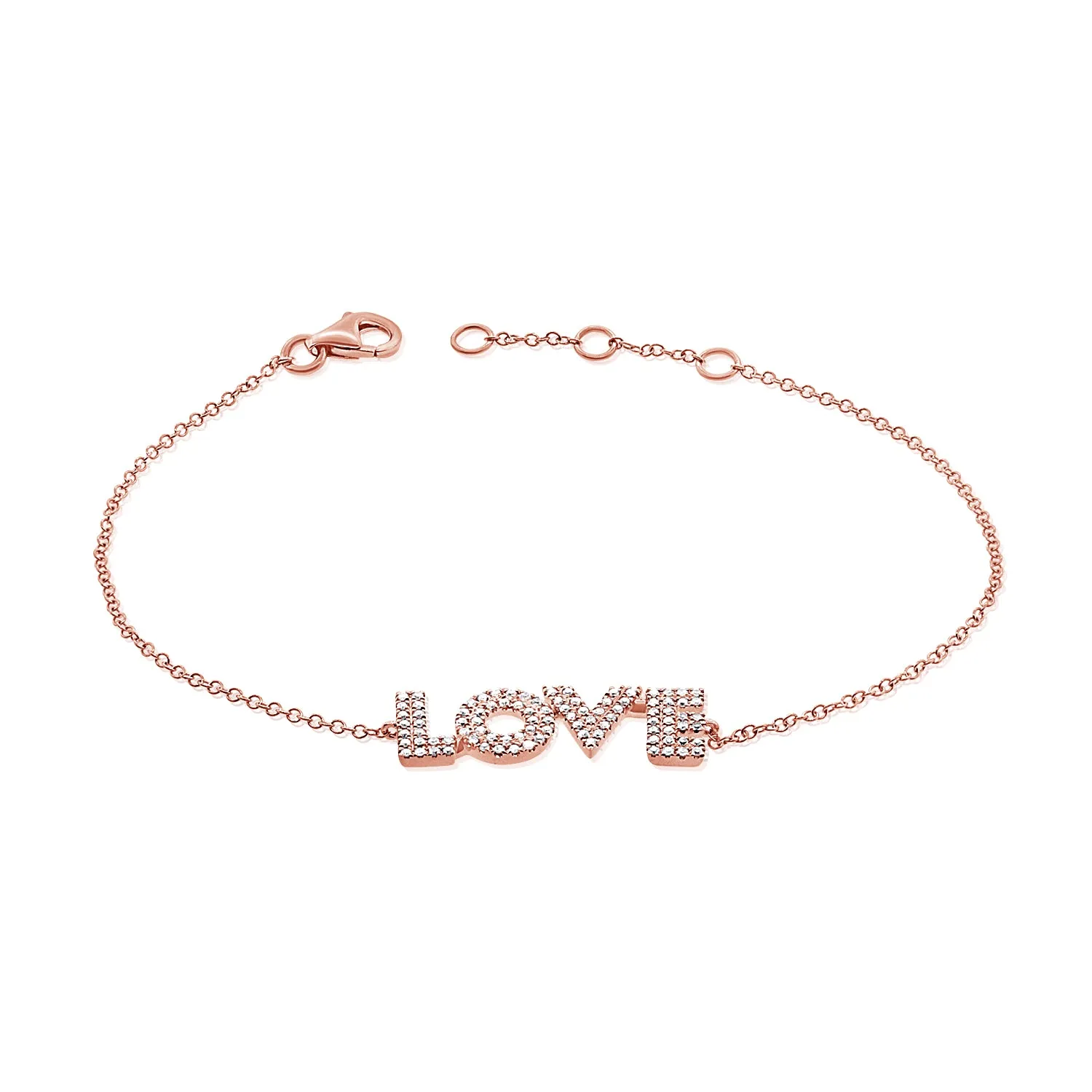 14K Rose Gold Diamond Love Bracelet