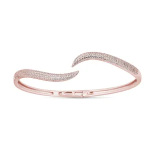 14K Rose Gold Diamond Wavy Hinged Bangle