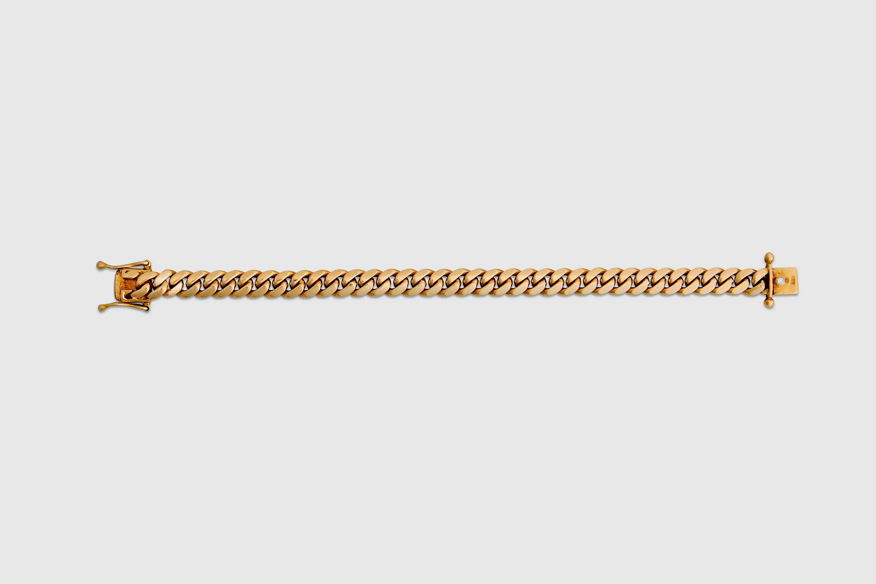 14k Rounded Curb Link Bracelet With Diamond Clasp