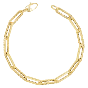 14K Twist Link Paper Clip Chain Bracelet