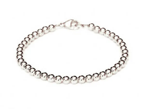 14k White Gold Bead Bracelet - 6mm - Women and Men's Bracelet